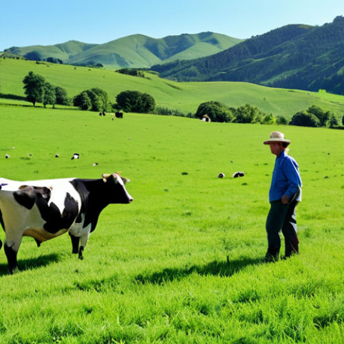 Home 9 Sustainable Farming Practices**
"A farmer in appropriate attire, fully clothed, inspecting a lush pasture with diverse vegetation and healthy-looking cows grazing peacefully, regenerative agriculture practices visible in the background, rolling green hills, bright sunny day, sustainable farming, professional photography, safe for work, appropriate content, perfect anatomy, natural proportions, professional, modest, family-friendly."
**
