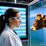 축산업 진로 선택 가이드 - **Prompt:** A skilled animal health technologist, wearing a clean, professional uniform including a ...
