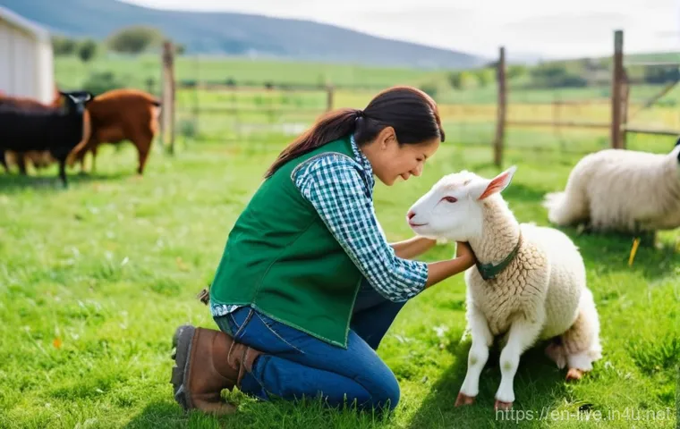 축산업 진로 선택 가이드 - **Prompt:** A skilled animal health technologist, wearing a clean, professional uniform including a ...