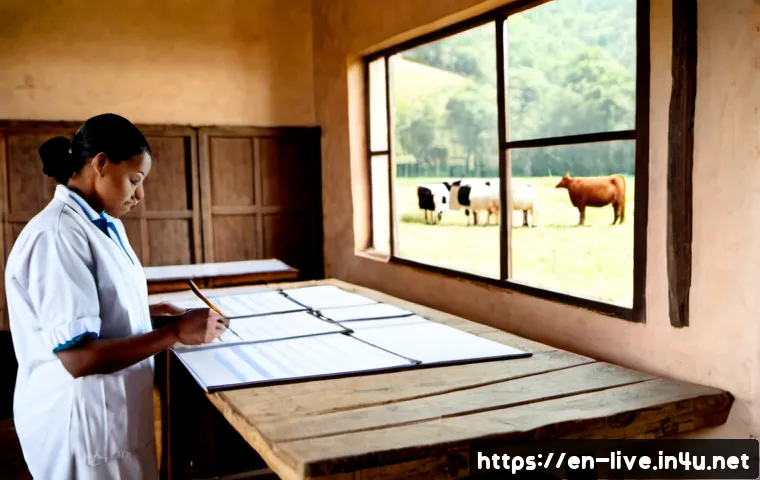 축산업 자격증 합격률 통계 - Photorealistic agricultural certification study scene in a bright rural training center, diverse adu...
